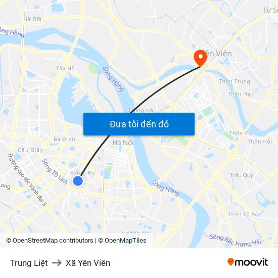 Trung Liệt to Xã Yên Viên map