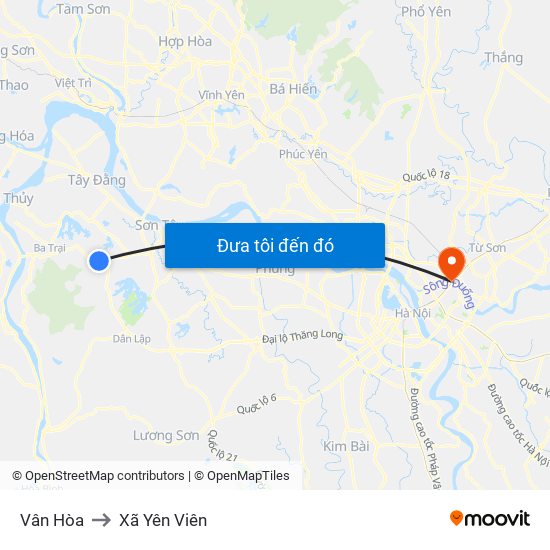 Vân Hòa to Xã Yên Viên map