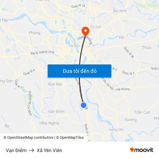 Vạn Điểm to Xã Yên Viên map