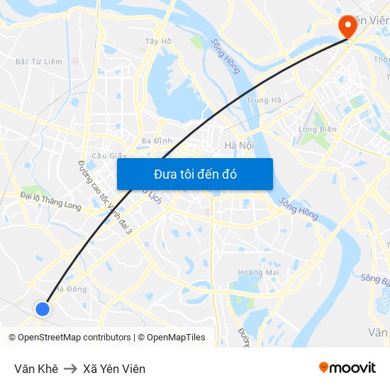 Văn Khê to Xã Yên Viên map