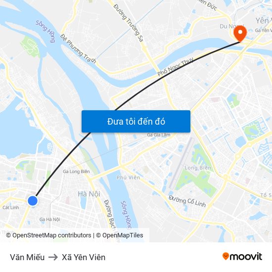 Văn Miếu to Xã Yên Viên map