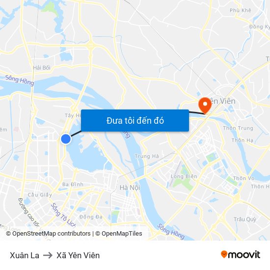 Xuân La to Xã Yên Viên map