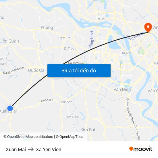 Xuân Mai to Xã Yên Viên map