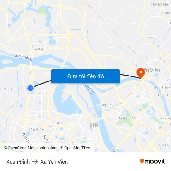 Xuân Đỉnh to Xã Yên Viên map