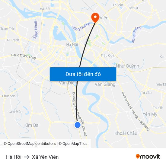 Hà Hồi to Xã Yên Viên map