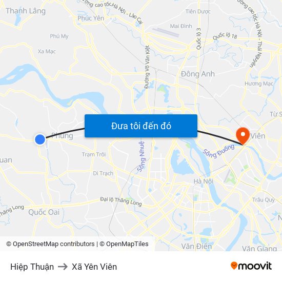 Hiệp Thuận to Xã Yên Viên map