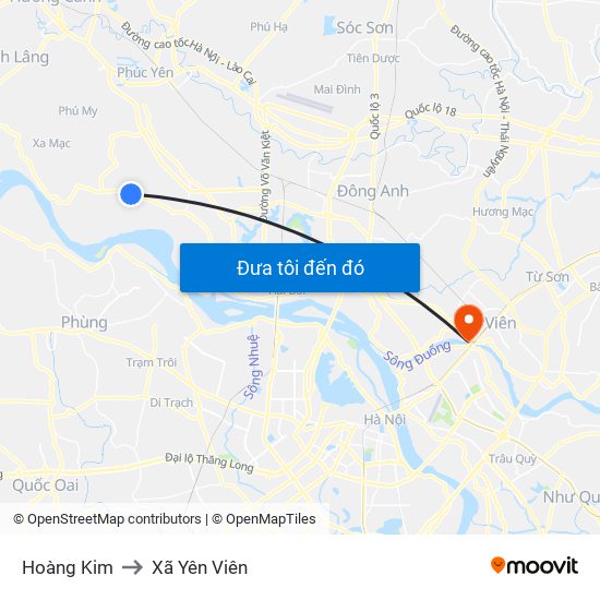 Hoàng Kim to Xã Yên Viên map