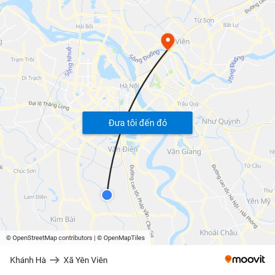 Khánh Hà to Xã Yên Viên map