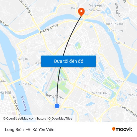 Long Biên to Xã Yên Viên map