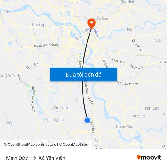 Minh Đức to Xã Yên Viên map