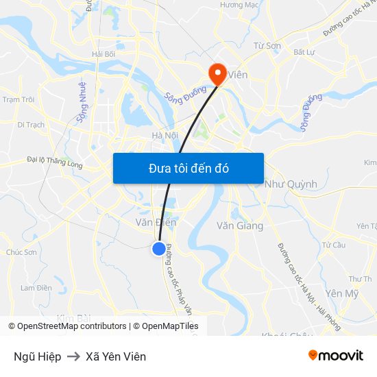 Ngũ Hiệp to Xã Yên Viên map