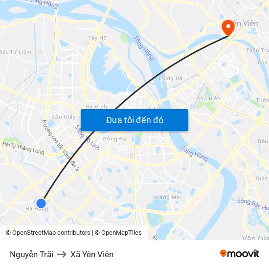 Nguyễn Trãi to Xã Yên Viên map