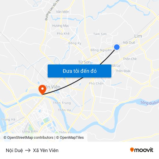 Nội Duệ to Xã Yên Viên map