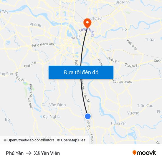 Phú Yên to Xã Yên Viên map