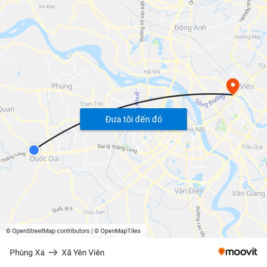 Phùng Xá to Xã Yên Viên map
