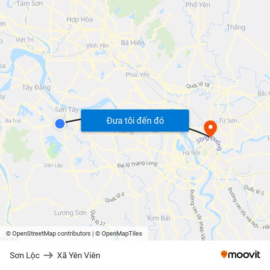 Sơn Lộc to Xã Yên Viên map