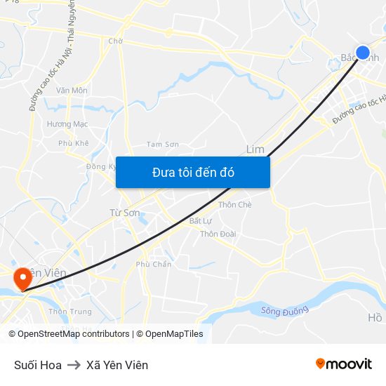 Suối Hoa to Xã Yên Viên map