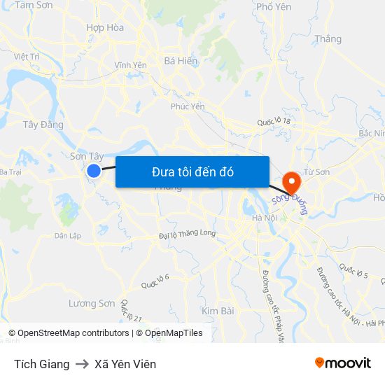 Tích Giang to Xã Yên Viên map