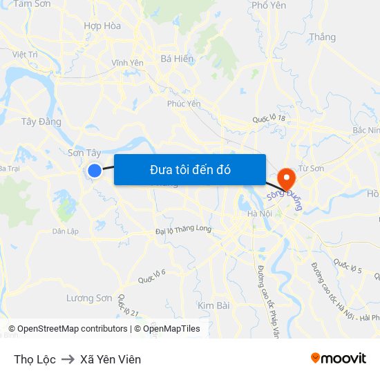 Thọ Lộc to Xã Yên Viên map