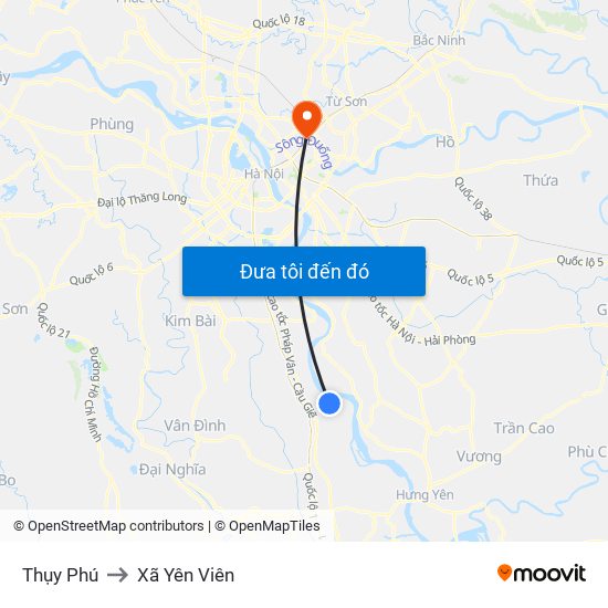 Thụy Phú to Xã Yên Viên map