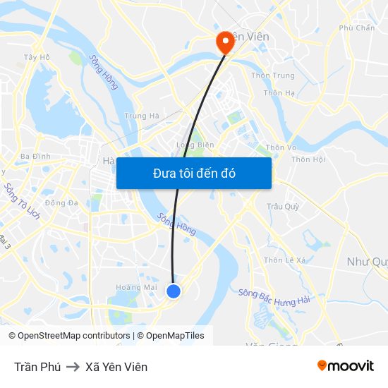 Trần Phú to Xã Yên Viên map