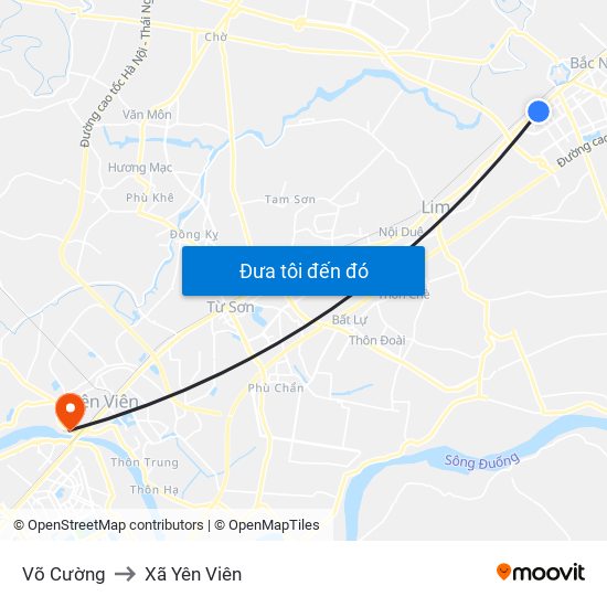 Võ Cường to Xã Yên Viên map