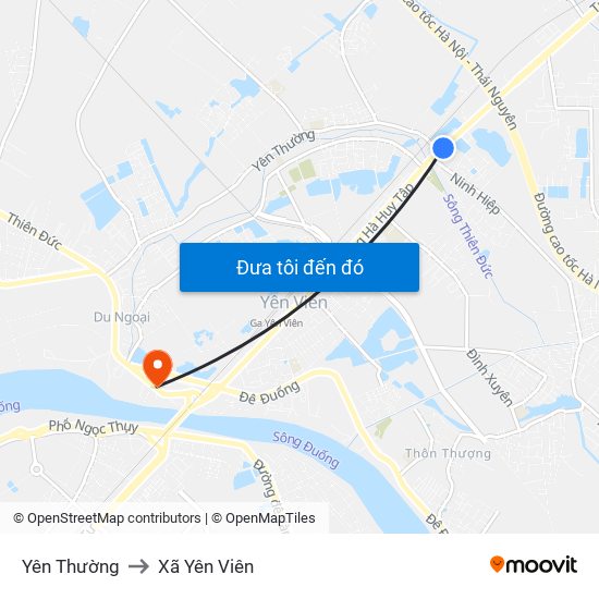 Yên Thường to Xã Yên Viên map