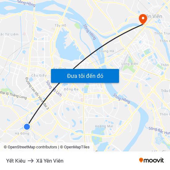 Yết Kiêu to Xã Yên Viên map