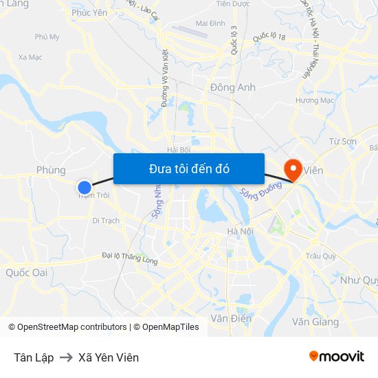 Tân Lập to Xã Yên Viên map