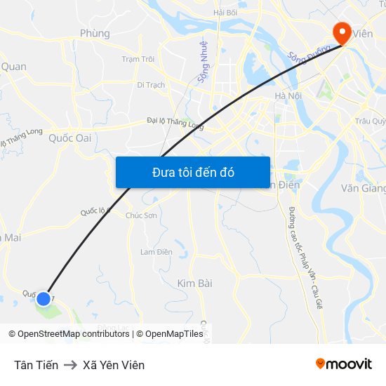 Tân Tiến to Xã Yên Viên map