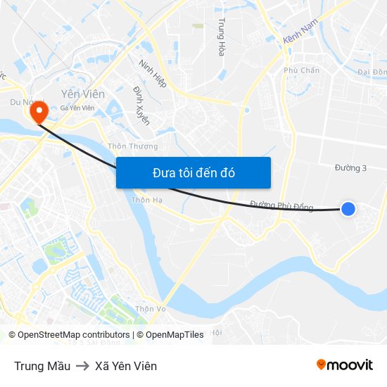 Trung Mầu to Xã Yên Viên map