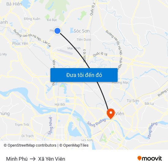 Minh Phú to Xã Yên Viên map