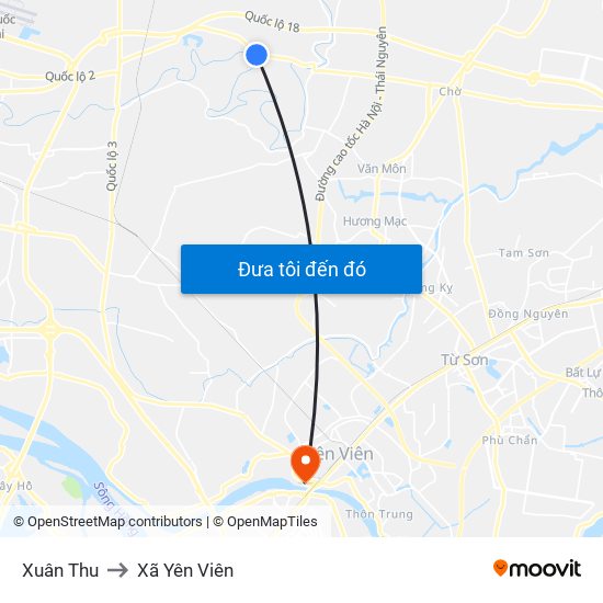 Xuân Thu to Xã Yên Viên map