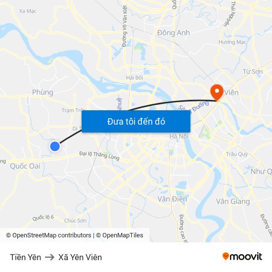 Tiền Yên to Xã Yên Viên map
