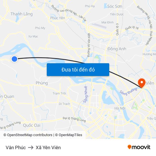 Vân Phúc to Xã Yên Viên map