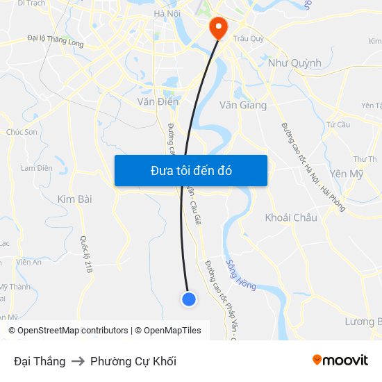 Đại Thắng to Phường Cự Khối map