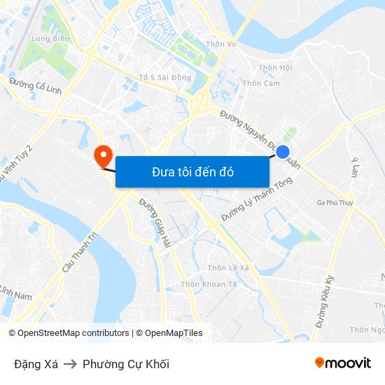 Đặng Xá to Phường Cự Khối map