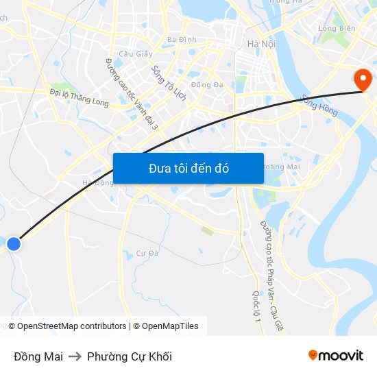 Đồng Mai to Phường Cự Khối map