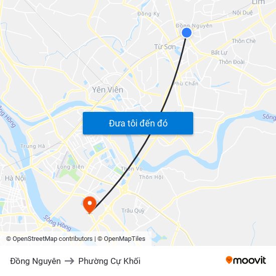 Đồng Nguyên to Phường Cự Khối map