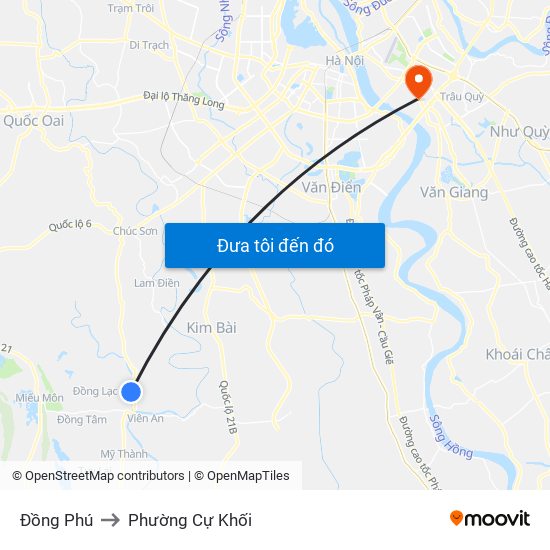 Đồng Phú to Phường Cự Khối map
