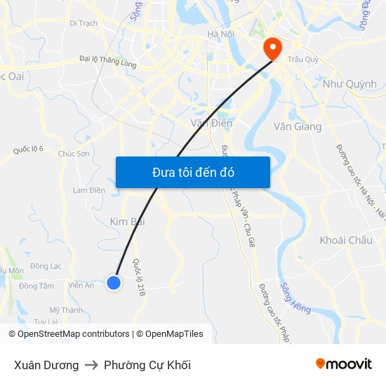 Xuân Dương to Phường Cự Khối map