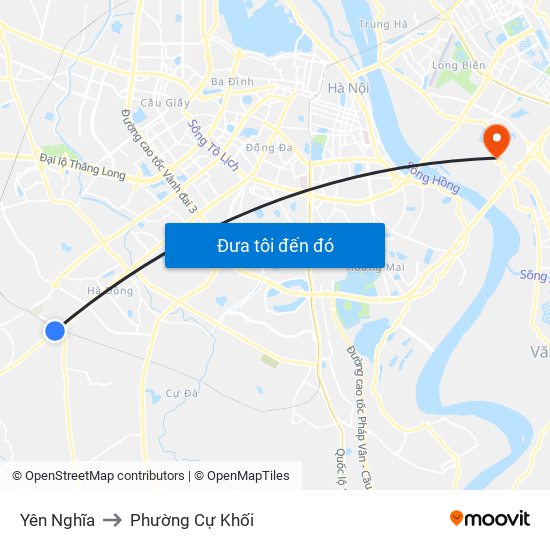 Yên Nghĩa to Phường Cự Khối map