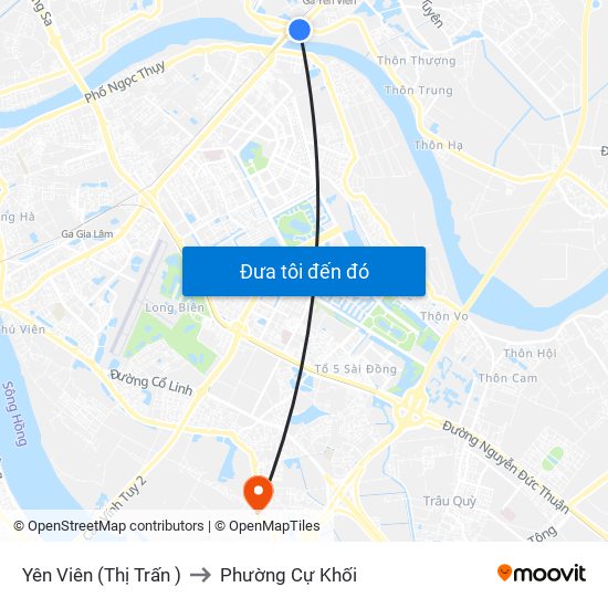 Yên Viên (Thị Trấn ) to Phường Cự Khối map