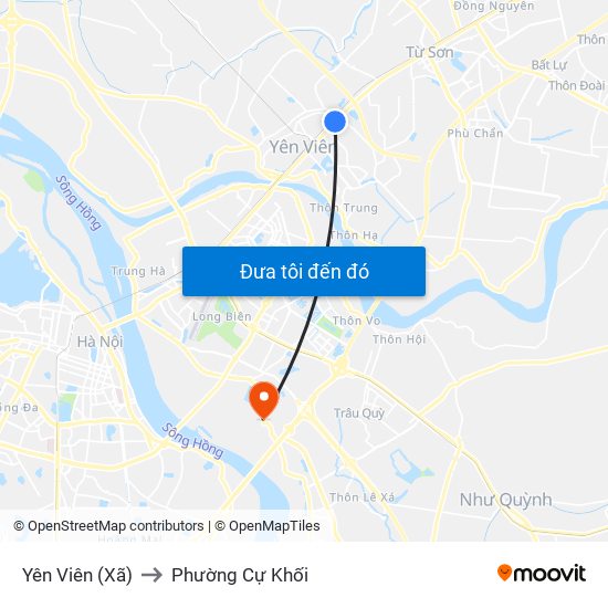 Yên Viên (Xã) to Phường Cự Khối map