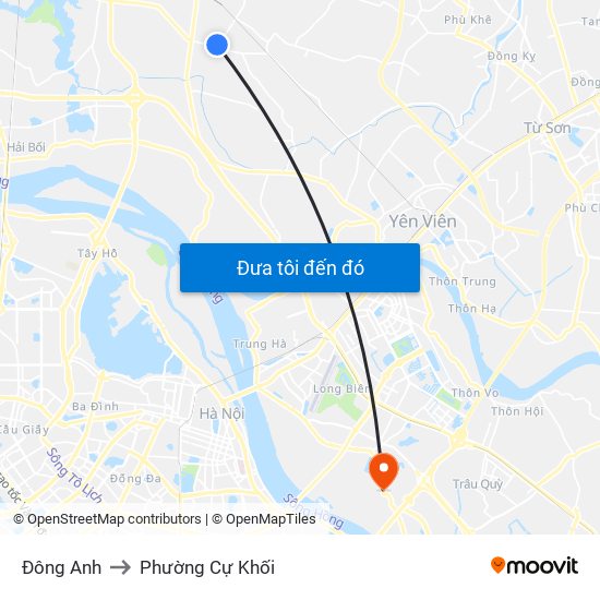 Đông Anh to Phường Cự Khối map