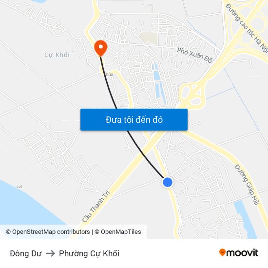 Đông Dư to Phường Cự Khối map