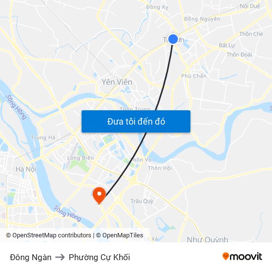 Đông Ngàn to Phường Cự Khối map