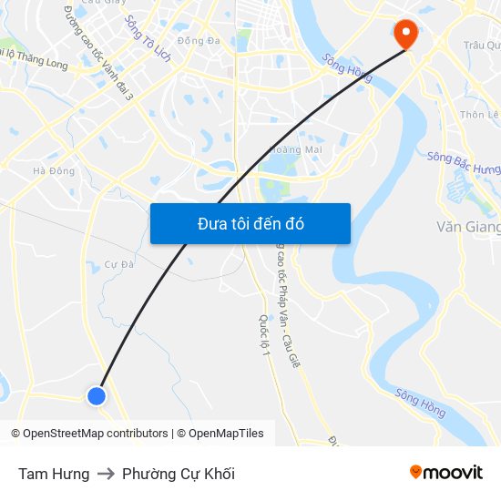 Tam Hưng to Phường Cự Khối map
