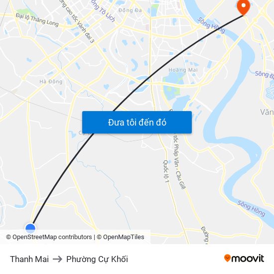 Thanh Mai to Phường Cự Khối map
