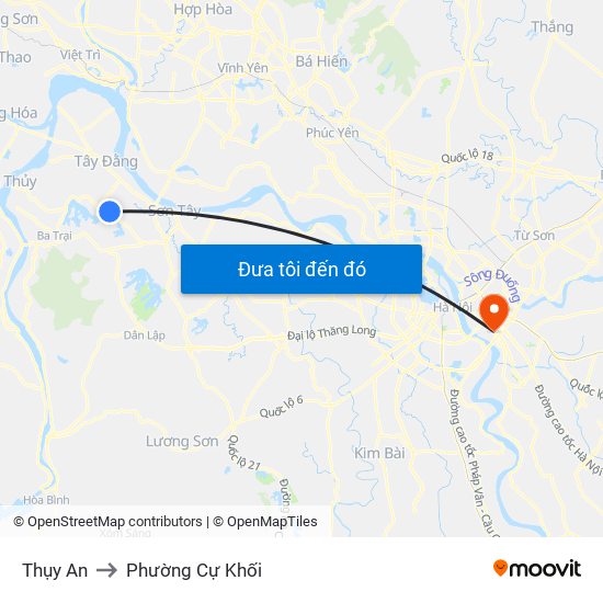 Thụy An to Phường Cự Khối map